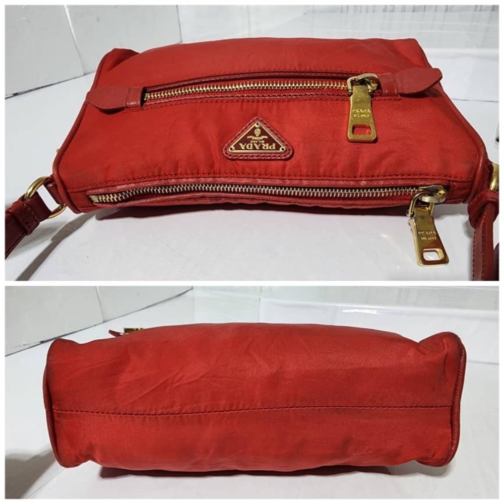 Authentic PRADA Tessuto Nylon Small Shoulder Bag Red - Picture 6 of 15